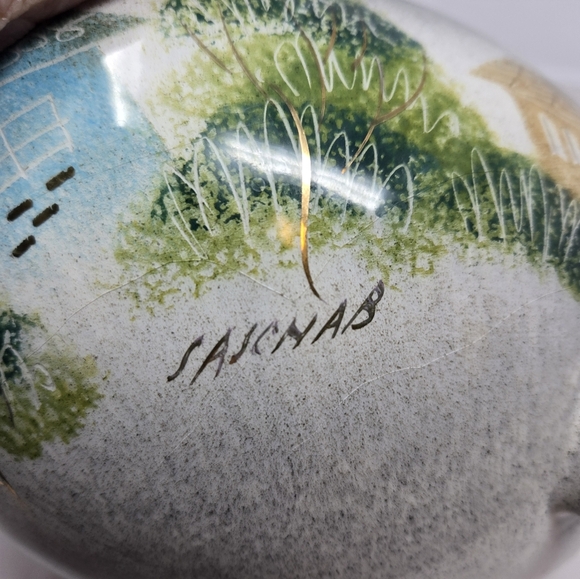 Vintage Sascha Brastoff MCM Flower Frog Bowl Gold Reflective Highlights Signed - Picture 6 of 14